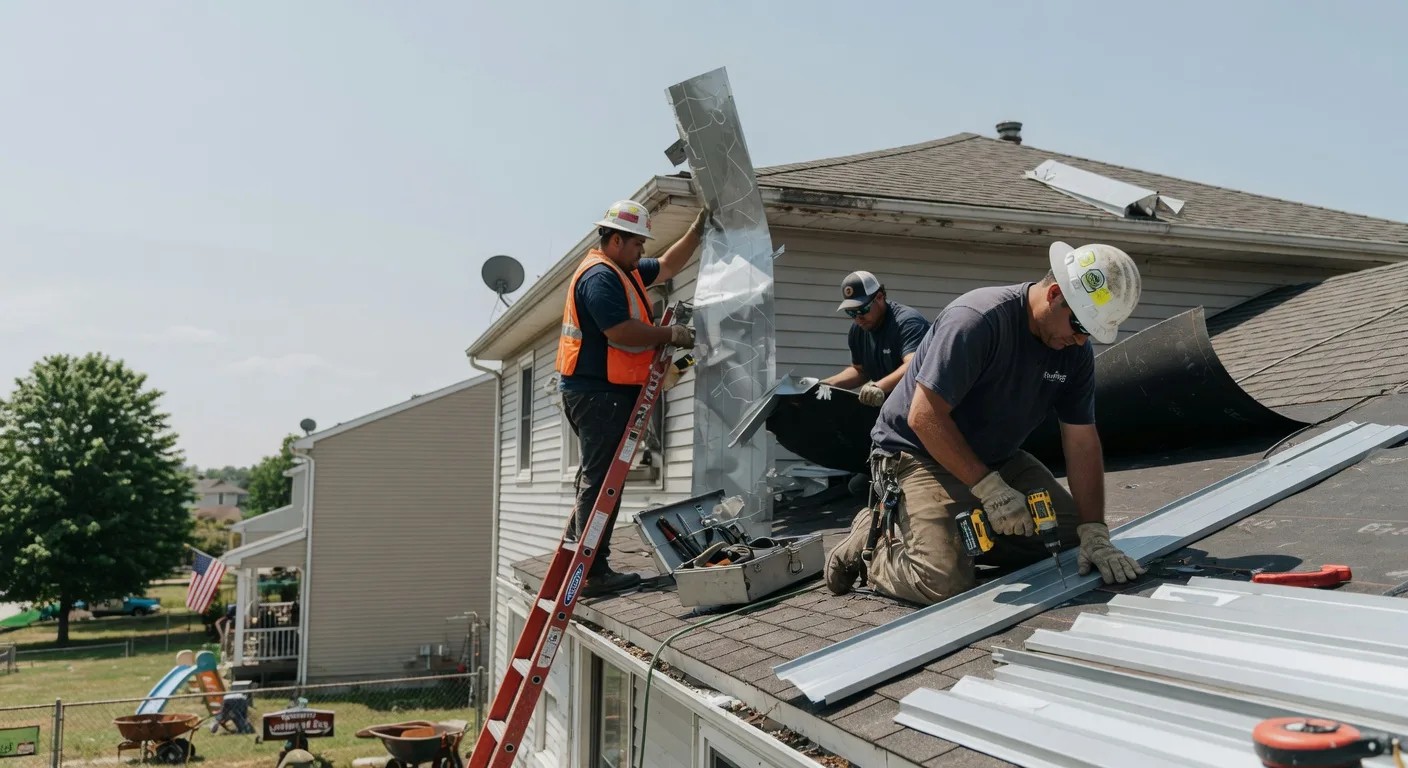 Storm Damage Metal Roof Repair in Woodburn, IN